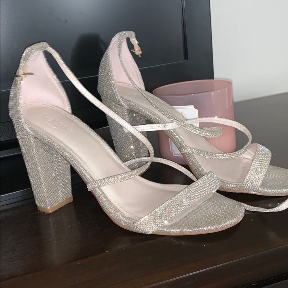 Gold/silver glittery strappy heels
